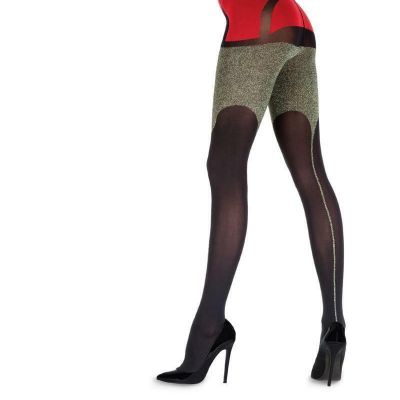 Pretty Polly Joanne Hynes Optical Illusion Shine Tights Back Seam Pantyhose